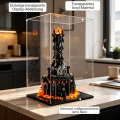 Staubdichte HD-Acryl-Vitrine mit UV-Schutz kompatibel mit LEGO Star Trek 10333 Der Herr der Ringe: Barad-dûr