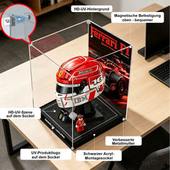 Hochwertige staubdichte und UV-beständige Acryl-Vitrine – passend für LEGO 43014 Leclerc-Helm und Hamilton-Helm