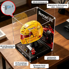 Hochwertige staubdichte und UV-beständige Acryl-Vitrine – passend für LEGO 43014 Leclerc-Helm und Hamilton-Helm