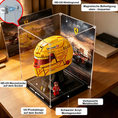 Hochwertige staubdichte und UV-beständige Acryl-Vitrine – passend für LEGO 43014 Leclerc-Helm und Hamilton-Helm