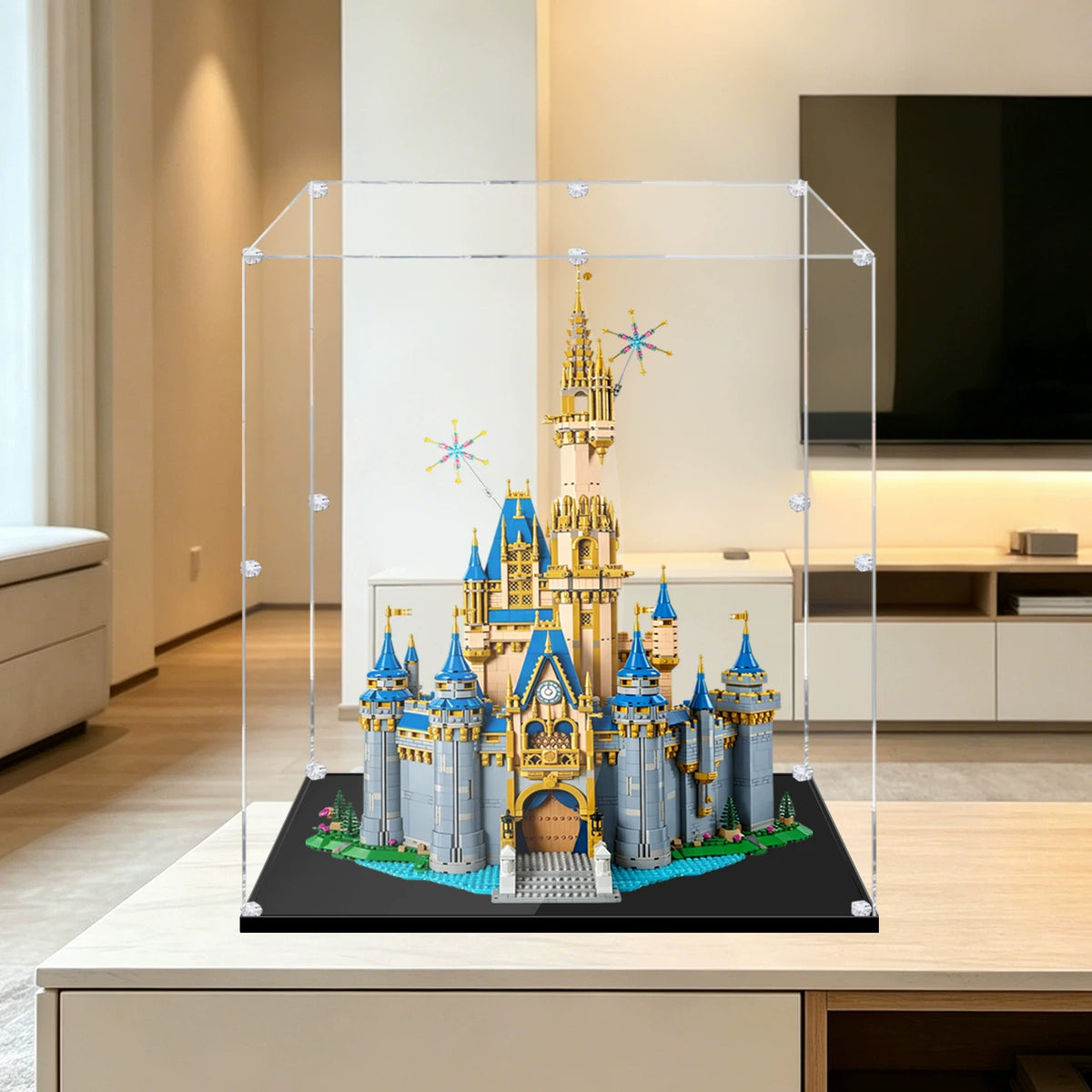 Staubdichte HD-Acryl-Vitrine mit UV-Schutz für LEGO Disney 43222 Das Disney Schloss