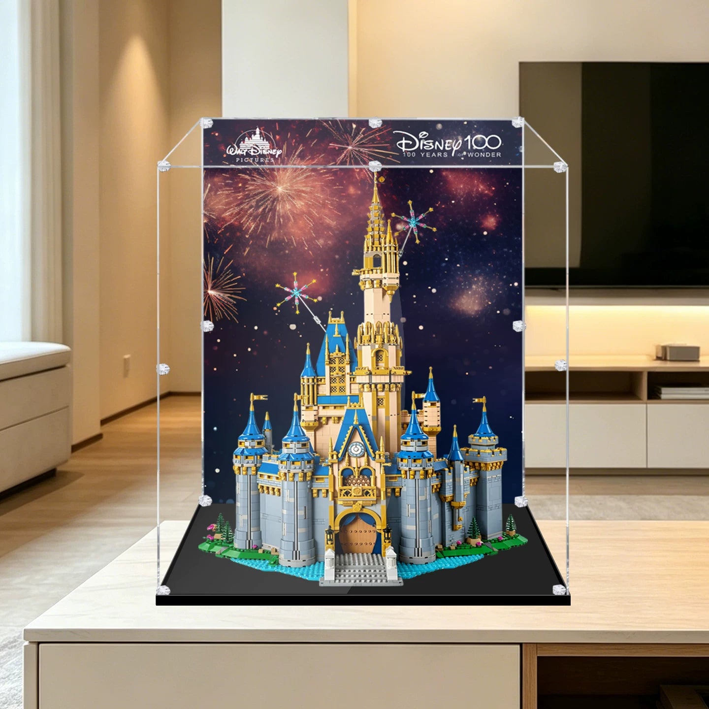 Staubdichte HD-Acryl-Vitrine mit UV-Schutz für LEGO Disney 43222 Das Disney Schloss