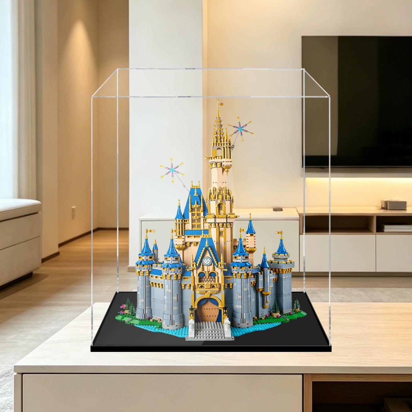 Staubdichte HD-Acryl-Vitrine mit UV-Schutz für LEGO Disney 43222 Das Disney Schloss