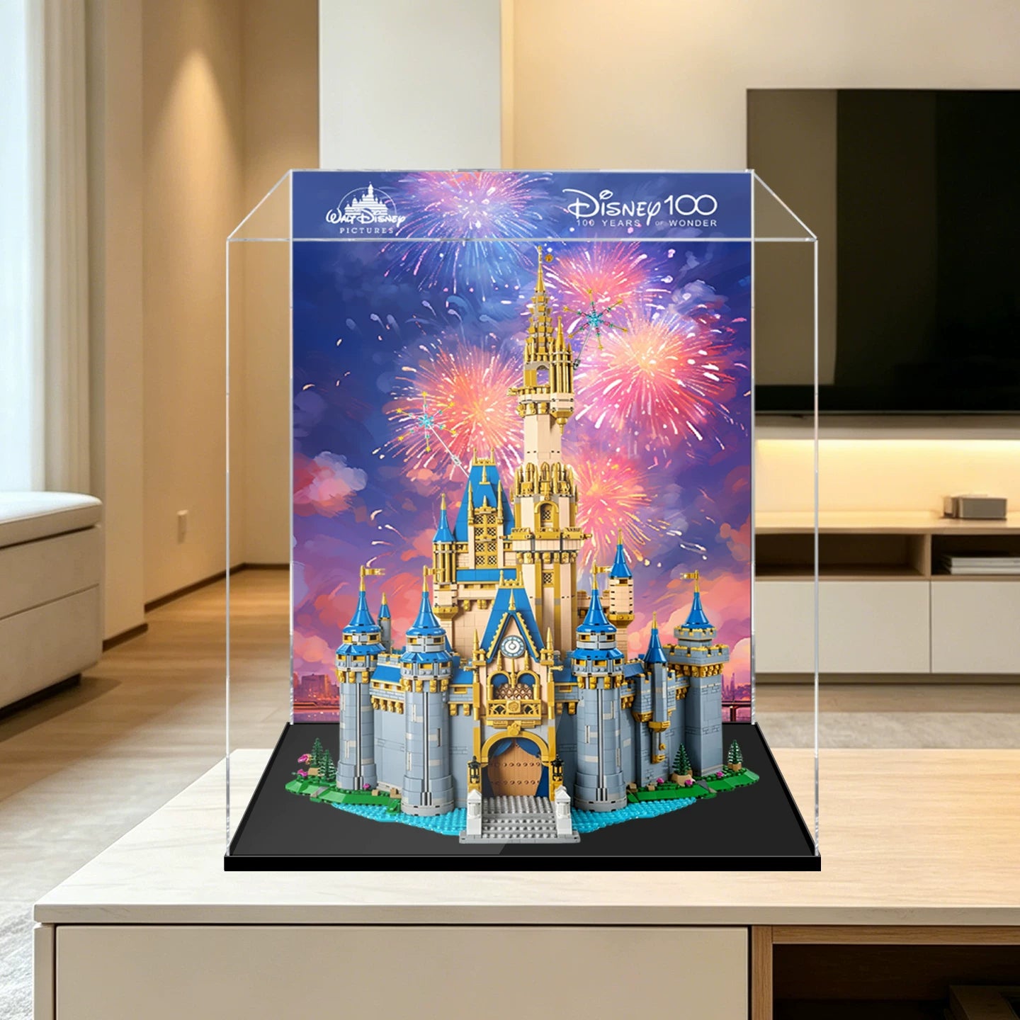 Staubdichte HD-Acryl-Vitrine mit UV-Schutz für LEGO Disney 43222 Das Disney Schloss