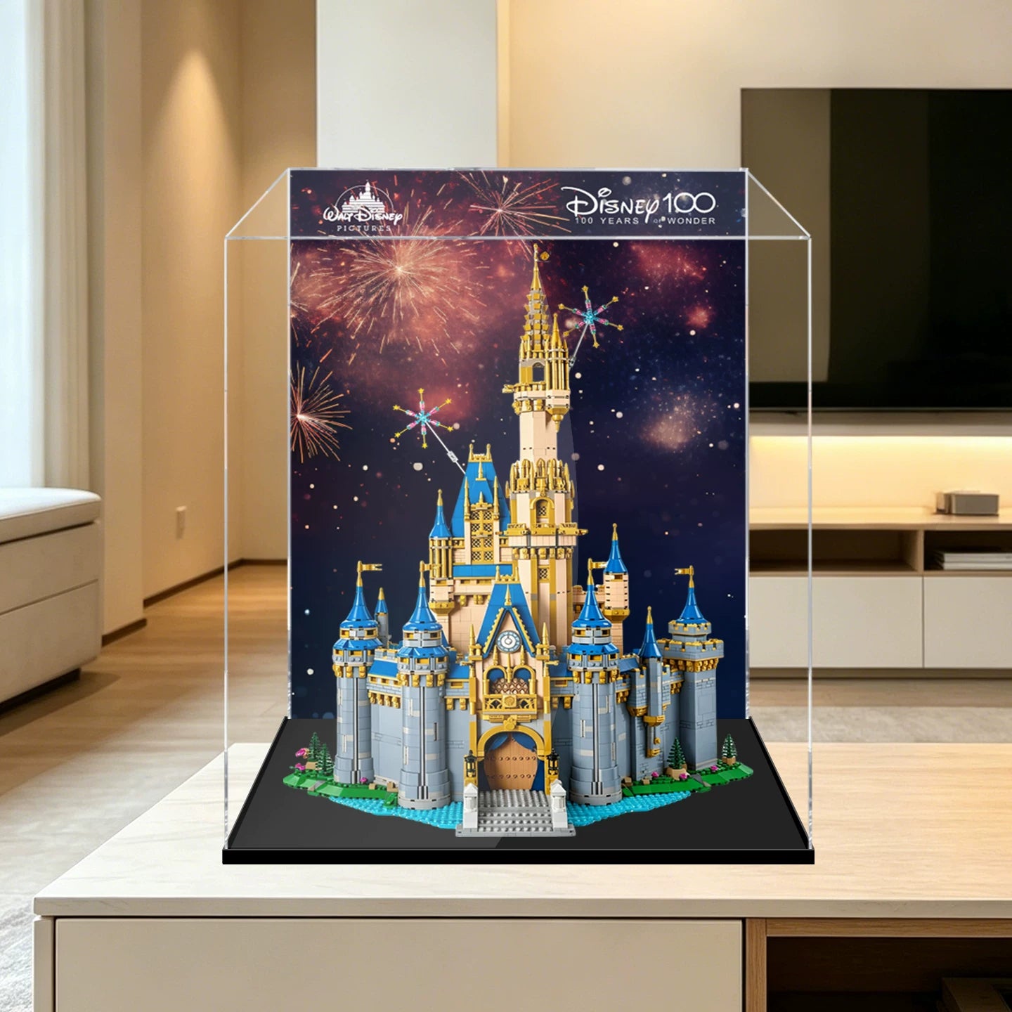 Staubdichte HD-Acryl-Vitrine mit UV-Schutz für LEGO Disney 43222 Das Disney Schloss