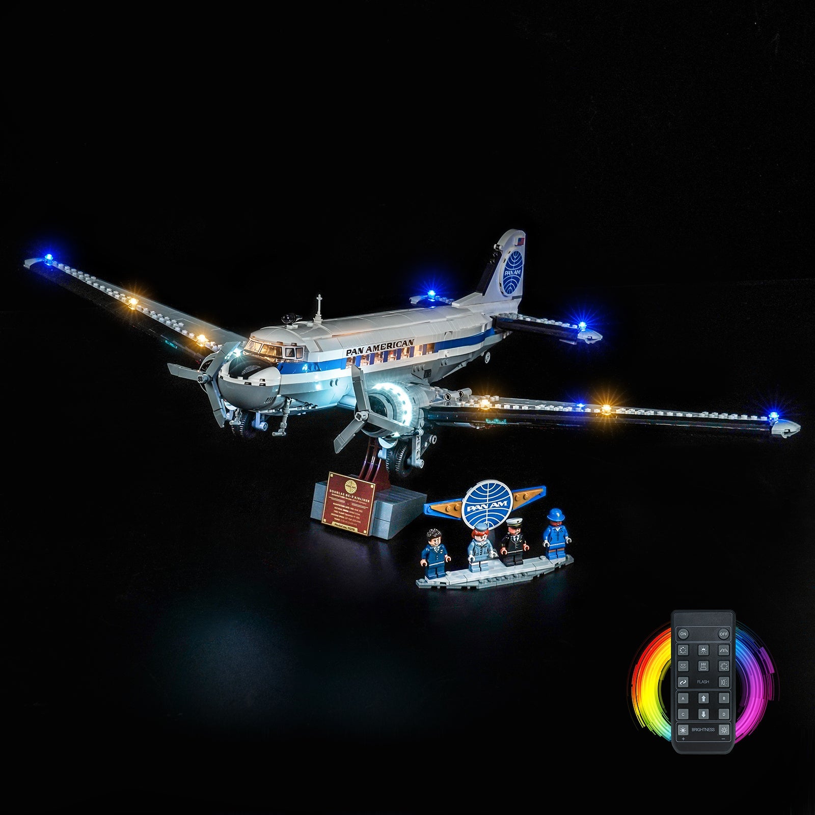 Set de Iluminación LED para LEGO® Icons Douglas™ DC-3™ PAN AM® – 11378 Versión con Control Remoto