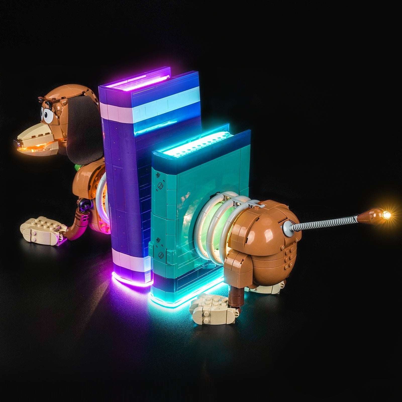 LED-belysningssæt til LEGO® Disney Toy Story Slinky Dog bogstøtter – 43301 (varmlys-version)