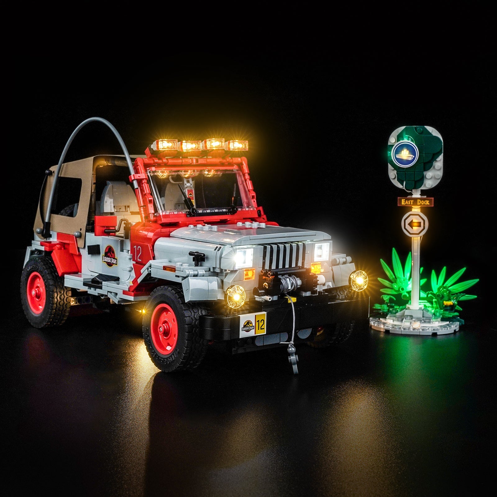 LED-belysningssæt til LEGO® Jurassic World Jurassic Park Jeep® Wrangler – 77984 (Safari-Edition)