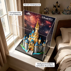 Staubdichte HD-Acryl-Vitrine mit UV-Schutz für LEGO Disney 43222 Das Disney Schloss