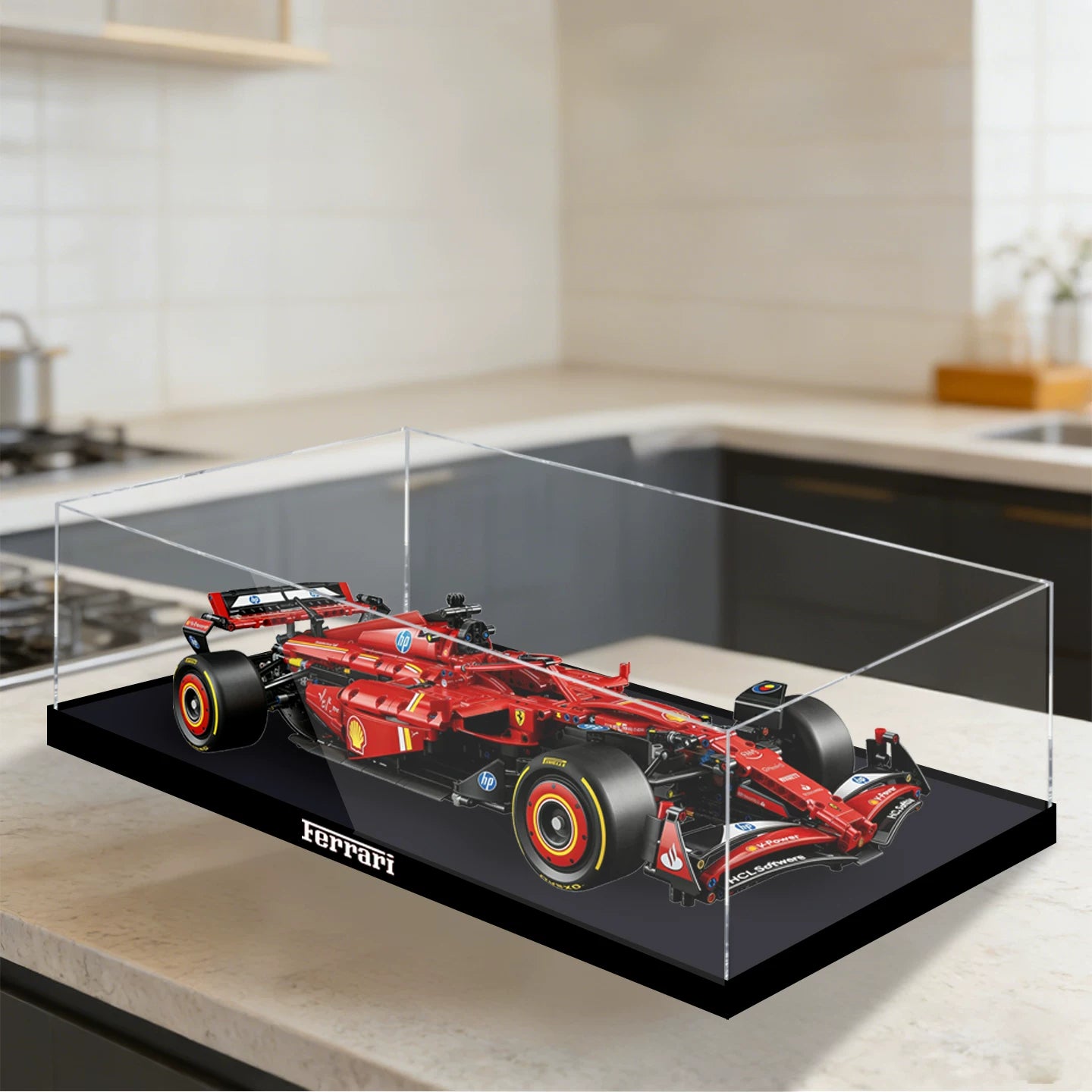 Premium Acryl-Vitrine für LEGO 42207 Ferrari SF-24 F1 – Staubdicht, UV-Schutz & Kristallklar