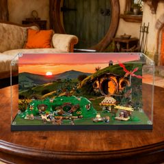 Hochwertige staubdichte UV-beständige HD-Acrylglas-Vitrine für LEGO® 10354 Der Herr der Ringe: Das Auenland – Aufbewahrungs- und Schutz-Displaybox für Bausteine