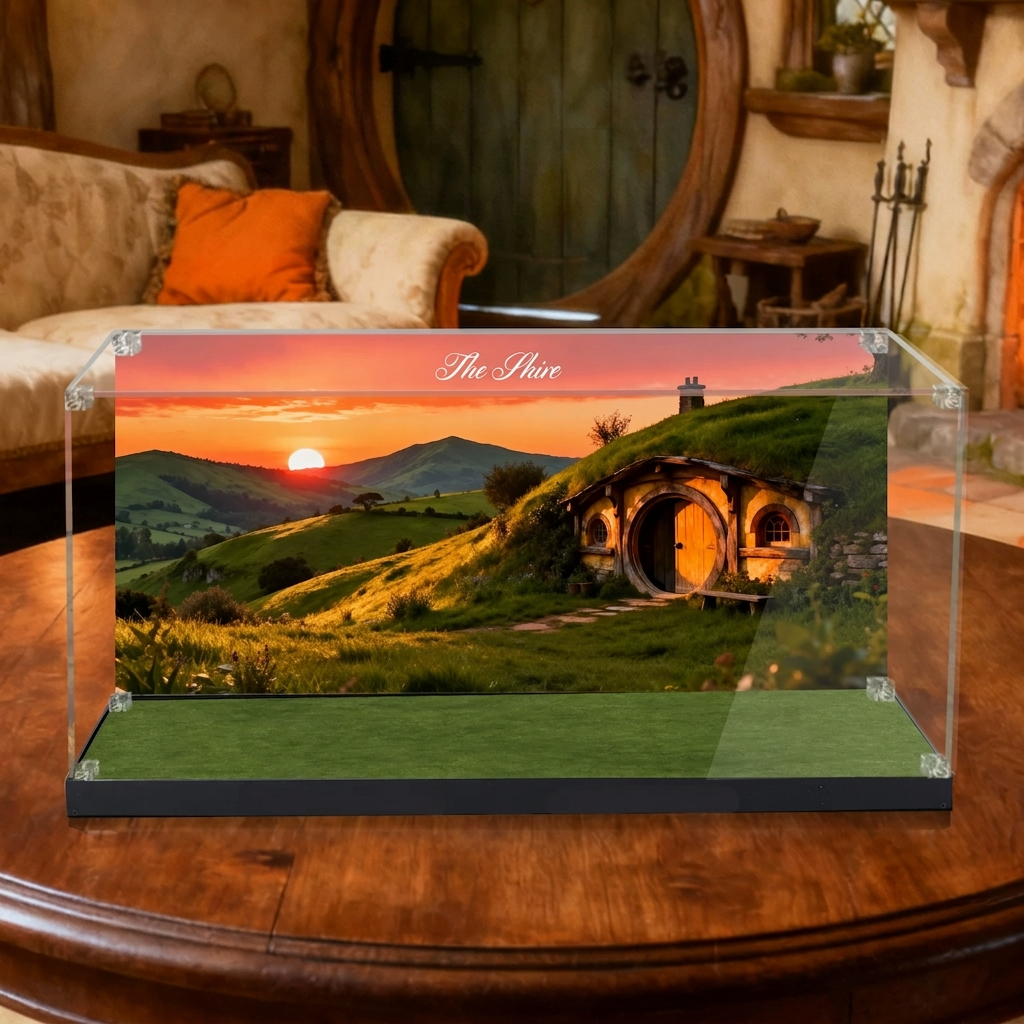 Hochwertige staubdichte UV-beständige HD-Acrylglas-Vitrine für LEGO® 10354 Der Herr der Ringe: Das Auenland – Aufbewahrungs- und Schutz-Displaybox für Bausteine