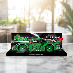 Staubdichte HD-Acryl-Vitrine mit UV-Schutz für LEGO Technic 42224 Porsche 911 GT3 R Rennwagen „Rexy“