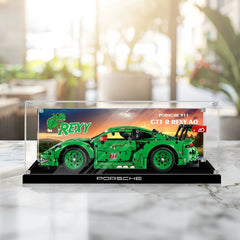 Staubdichte HD-Acryl-Vitrine mit UV-Schutz für LEGO Technic 42224 Porsche 911 GT3 R Rennwagen „Rexy“