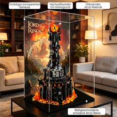 Staubdichte HD-Acryl-Vitrine mit UV-Schutz kompatibel mit LEGO Star Trek 10333 Der Herr der Ringe: Barad-dûr