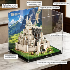 Staubdichte HD-Acryl-Vitrine mit UV-Schutz für LEGO 11377 Der Herr der Ringe: Minas Tirith (Die Weiße Stadt) Bausteine-Set
