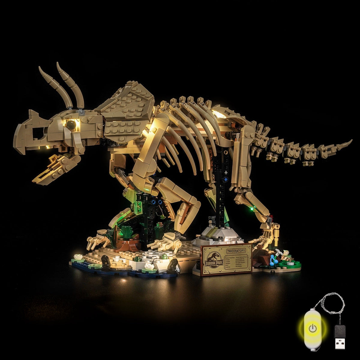 LED-Beleuchtungsset für LEGO® Jurassic World Dinosaurier-Fossilien: Triceratops 77985
