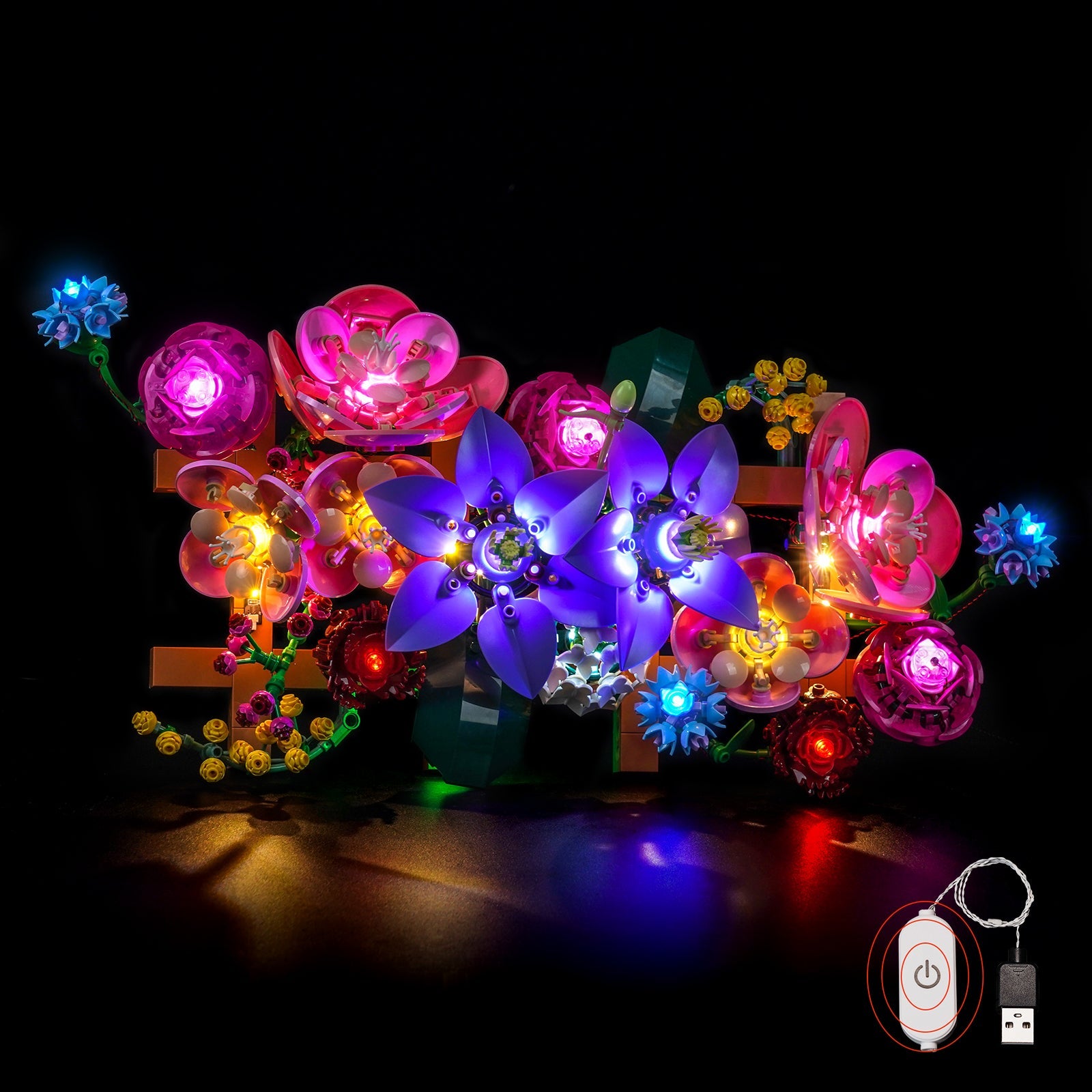 LED-Beleuchtungsset für LEGO® Botanical Collection Blumenwand 11503 Fernbedienungs-Version