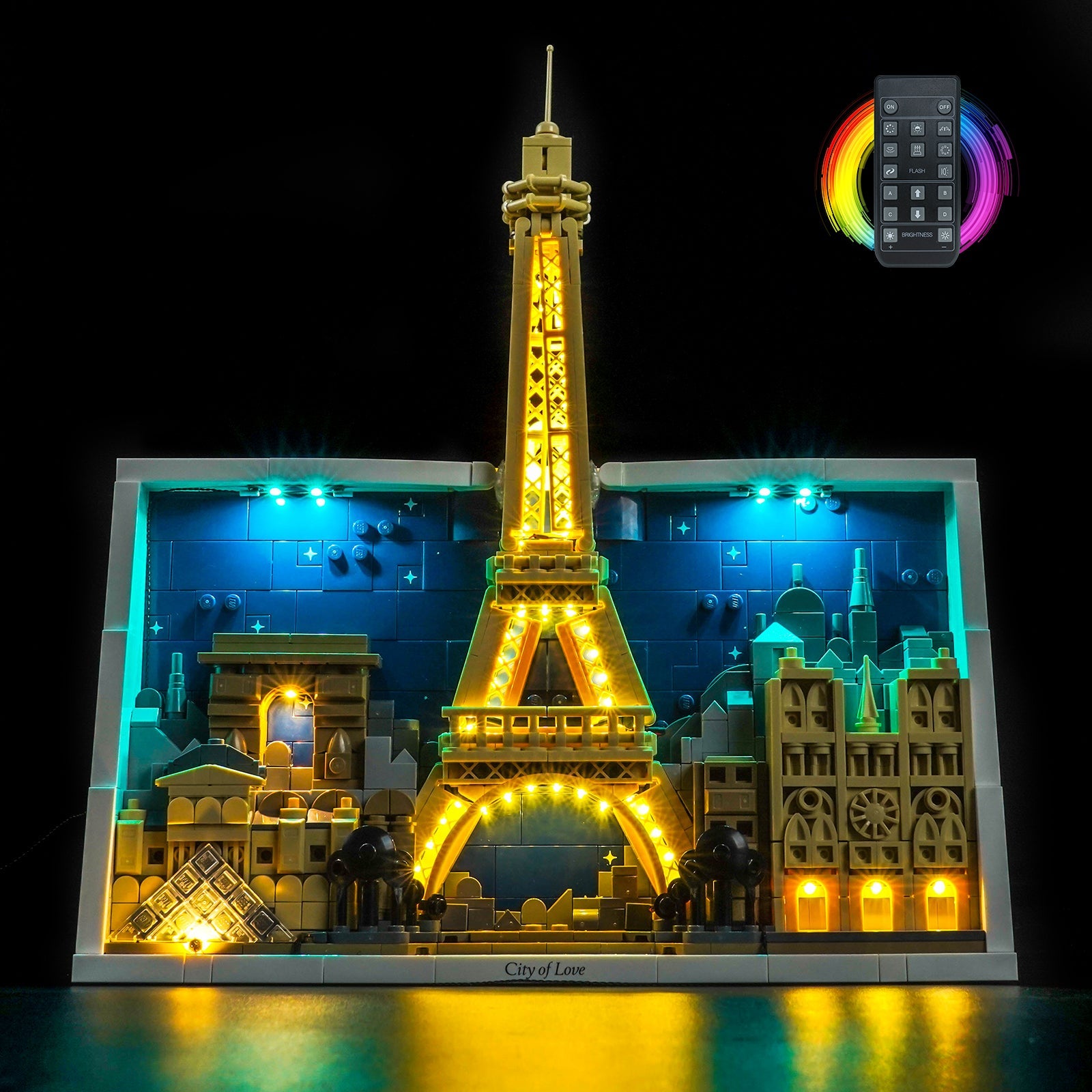LED-belysningssæt til LEGO® Architecture Paris 21064 fjernbetjeningsversion