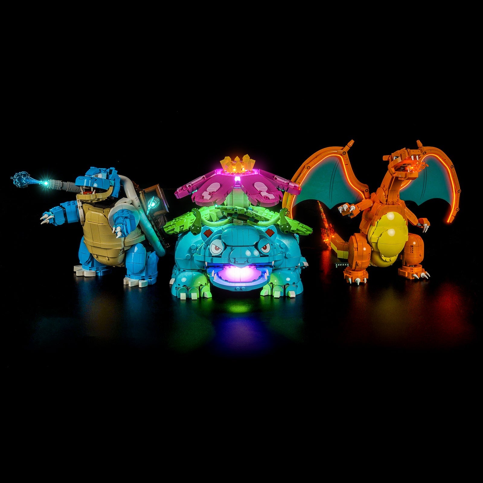 LED-Beleuchtungsset für LEGO® Pokémon Bisaflor, Glurak und Turtok – 72153 Fernbedienungs-Version