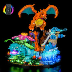 LED-Beleuchtungsset für LEGO® Pokémon Bisaflor, Glurak und Turtok – 72153 Fernbedienungs-Version