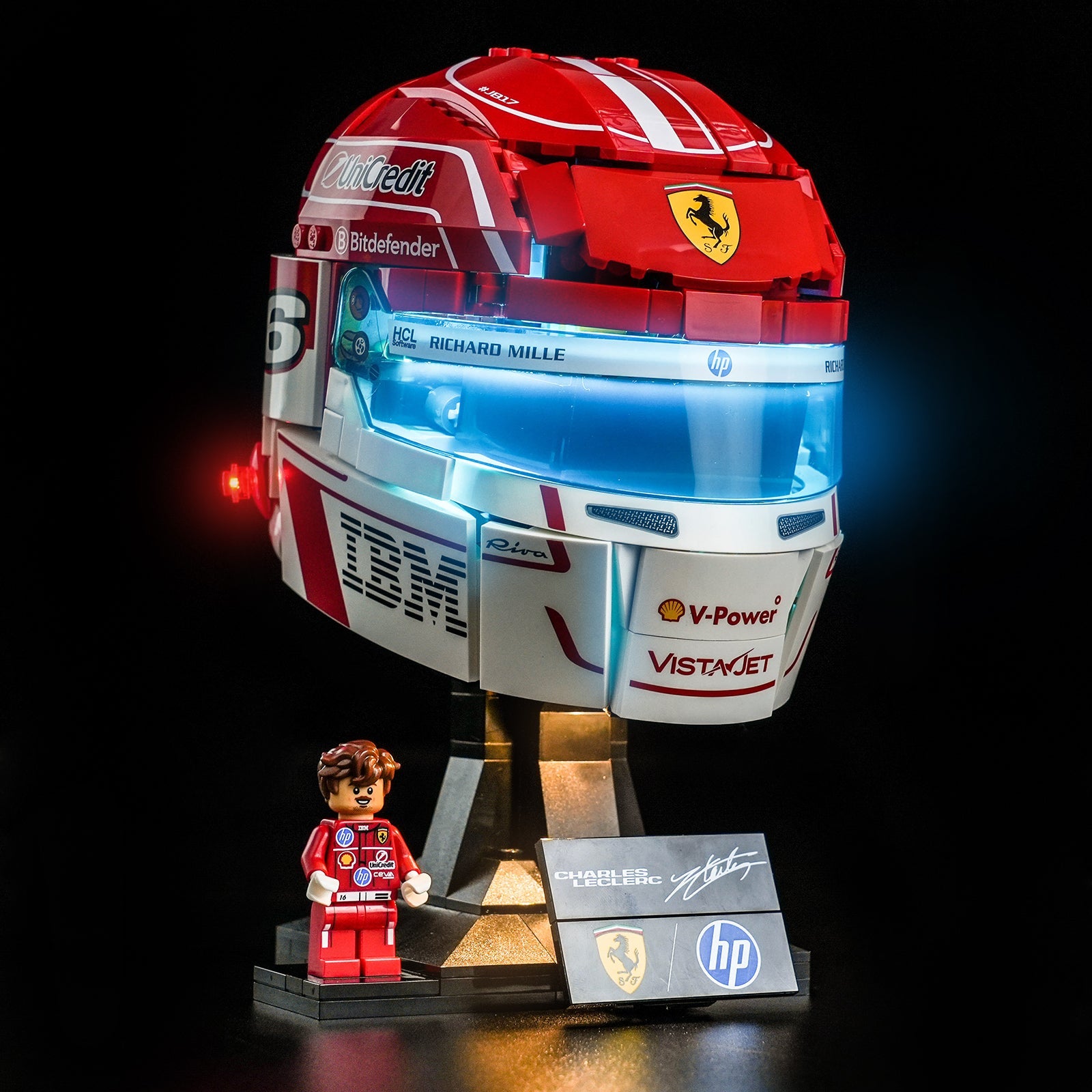 LED-belysningssæt til LEGO® Editions Scuderia Ferrari HP Charles Leclerc Hjelm 43014 (Elite Edition)