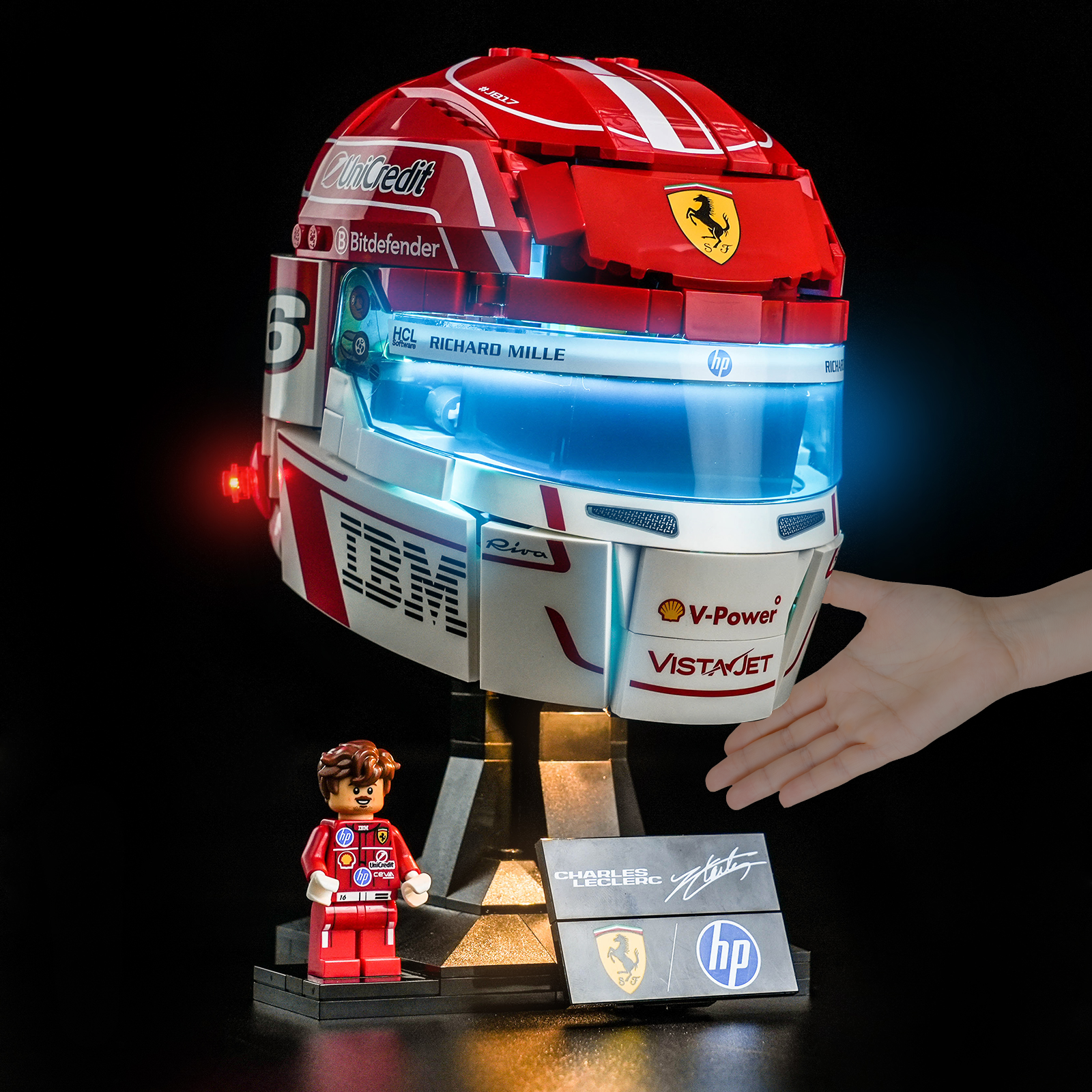 LED-belysningssæt til LEGO® Editions Scuderia Ferrari HP Charles Leclerc Hjelm 43014 (Elite Edition)
