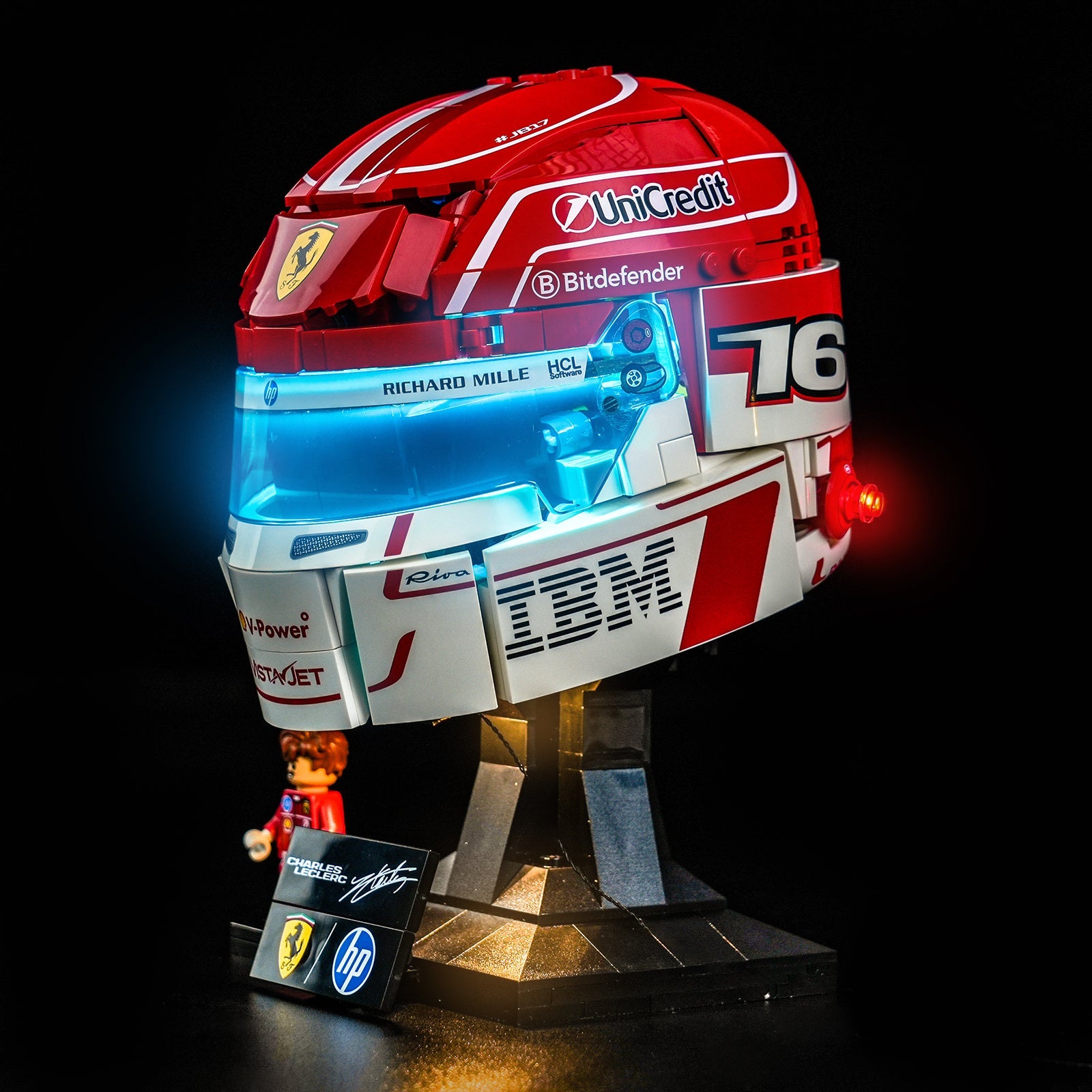 LED-belysningssæt til LEGO® Editions Scuderia Ferrari HP Charles Leclerc Hjelm 43014 (Elite Edition)