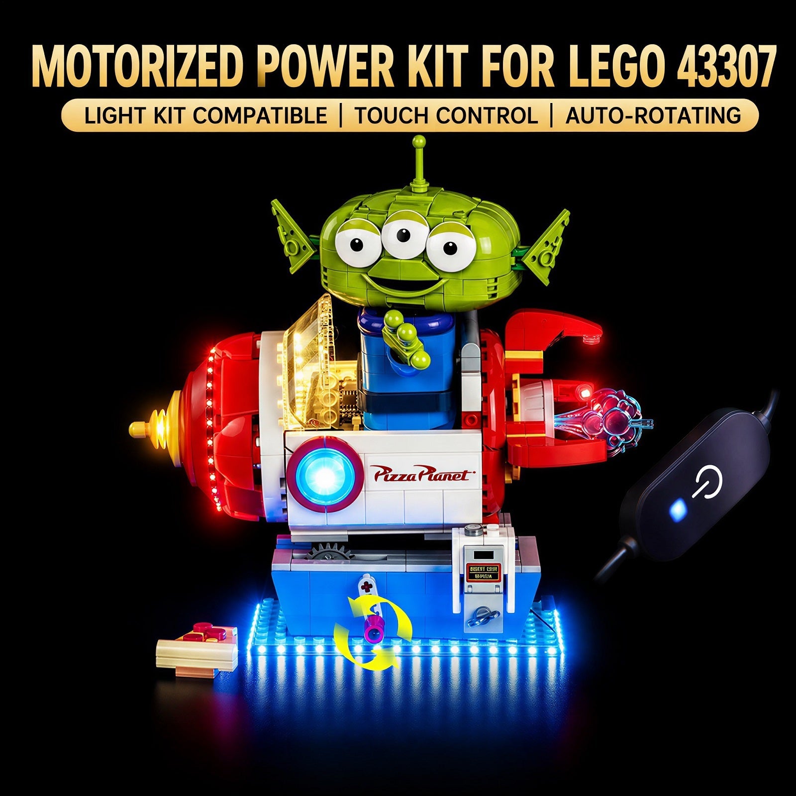 LED-belysningssæt til LEGO® Disney Alien med Pizza Planet Raketforlystelse – 43307 (Galaktisk Edition)