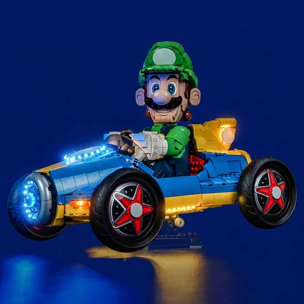 Set di Illuminazione LED per LEGO® Super Mario Mario Kart™ Luigi & Mach 8 – 72050 Versione con Telecomando