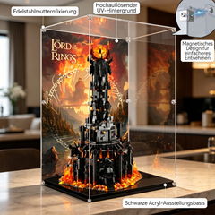 Staubdichte HD-Acryl-Vitrine mit UV-Schutz kompatibel mit LEGO Star Trek 10333 Der Herr der Ringe: Barad-dûr