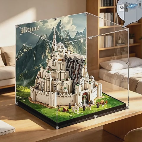 Staubdichte HD-Acryl-Vitrine mit UV-Schutz für LEGO 11377 Der Herr der Ringe: Minas Tirith (Die Weiße Stadt) Bausteine-Set