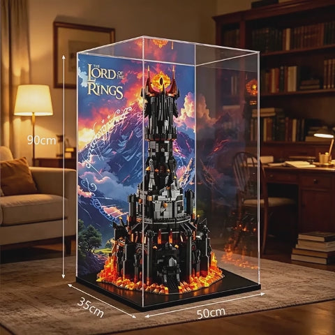 Staubdichte HD-Acryl-Vitrine mit UV-Schutz kompatibel mit LEGO Star Trek 10333 Der Herr der Ringe: Barad-dûr